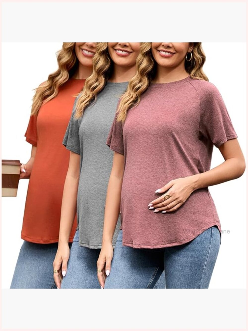 3-Pack Short Sleeve Maternity T-Shirts - Oversized Pregnancy Tees for All
